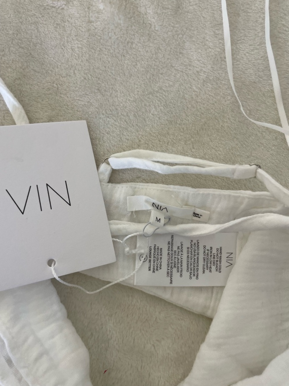 White Cotton Bandeau Bra with Braided Straps - Picture 4 of 7